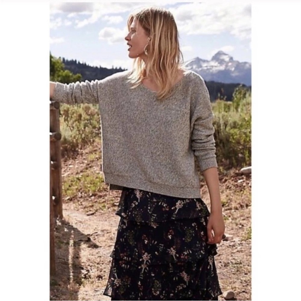 Anthropologie Moth Fairview Pullover Sweater Gray Marled Cotton Women’s Size L